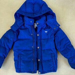 Boys Armani Junior puffer jacket in color royal blue size 8